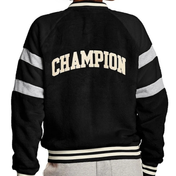 Champion Super Fleece Faux Fur Letterman - Picture 2 of 8